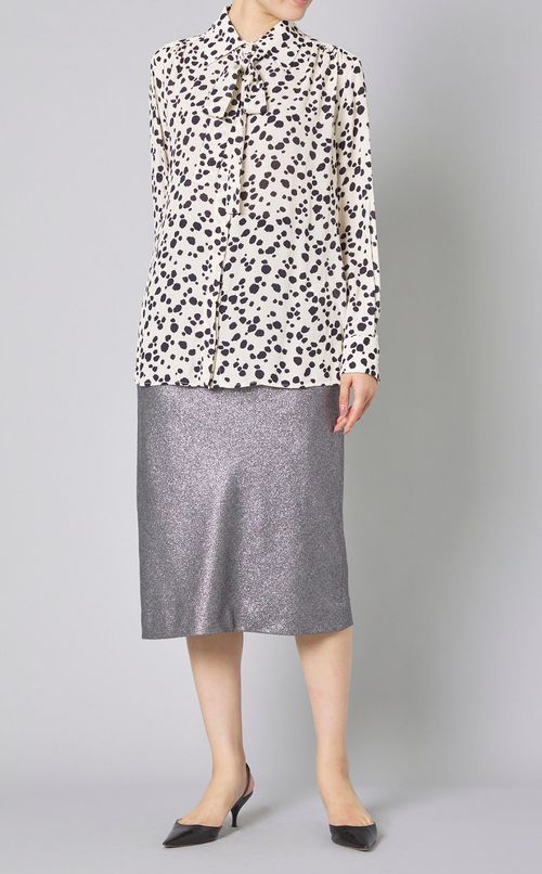 ダルメシアンプリントボウタイブラウス