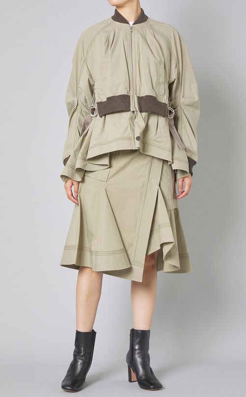 ダブルレイヤードフレアヘムブルゾン