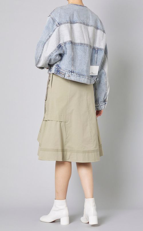 ノーカラークロップドデニムブルゾン