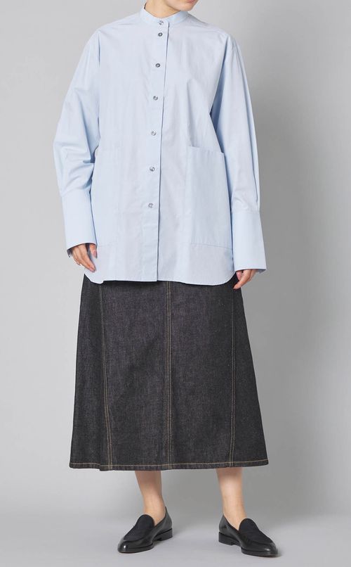 フロントポケットバンドカラーシャツ