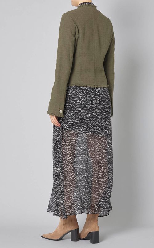 ノーカラーツイードフリンジジャケット