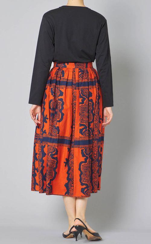 プリントコットンギャザースカート