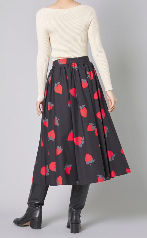 コットンイチゴプリントギャザースカート