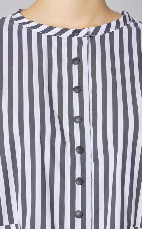 ストライプノーカラーシャツブルゾン