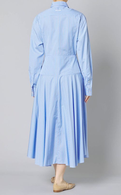 コットンストライプコサージュワンピース