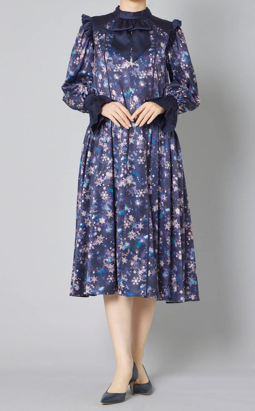 スノープリントリボンワンピース