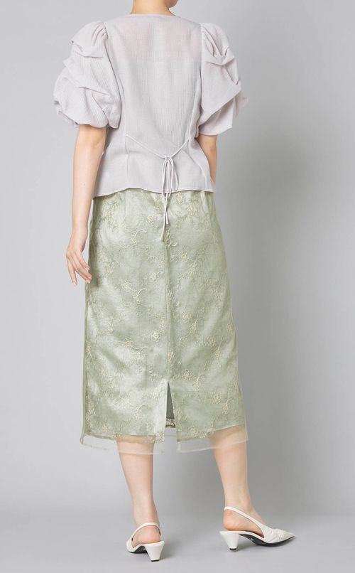 ボリュームタックスリーブシアーブラウス