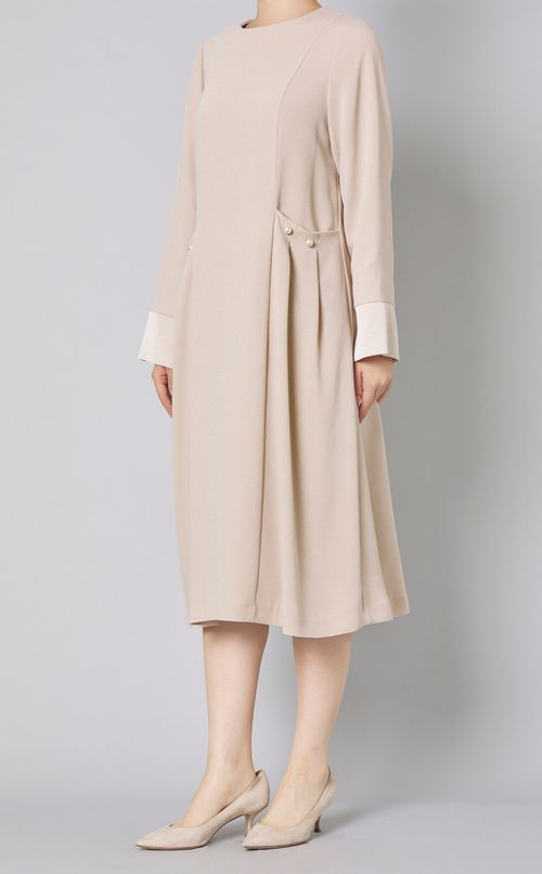 パール付タックデザインワンピース