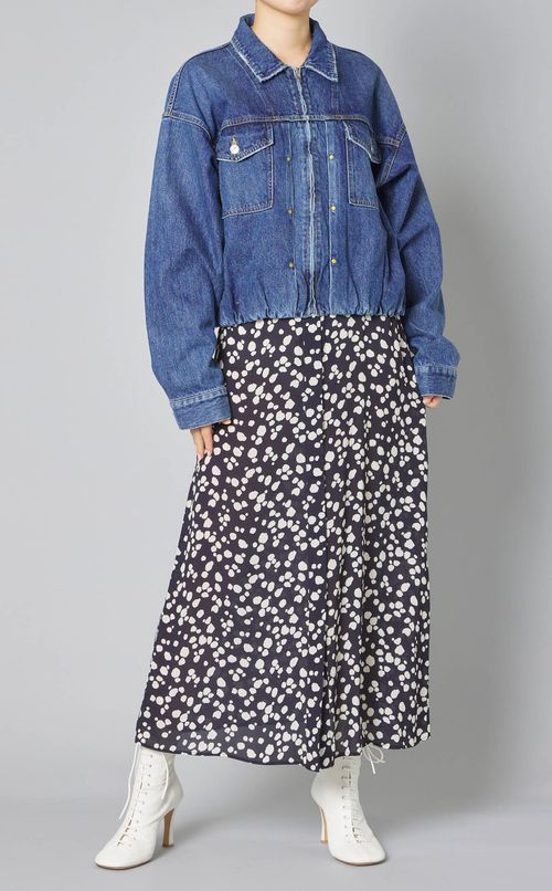 フロントジップデニムブルゾン