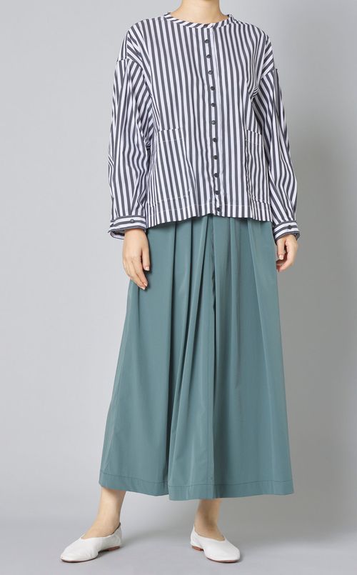 ストライプノーカラーシャツブルゾン