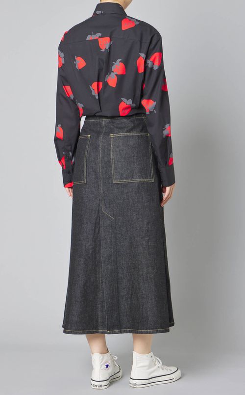 コットンイチゴプリントクロップドシャツ