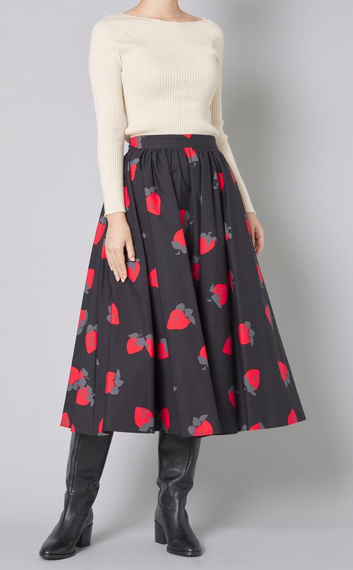 コットンイチゴプリントギャザースカート