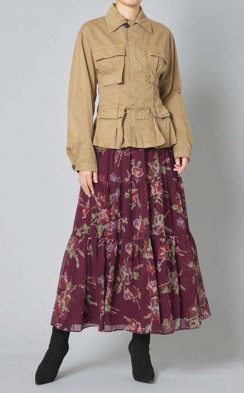 フラワープリントミドルスカート