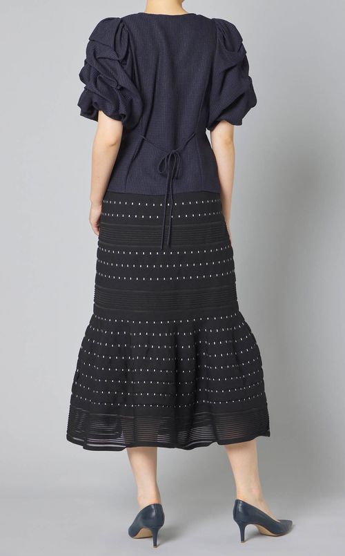 ボリュームタックスリーブシアーブラウス