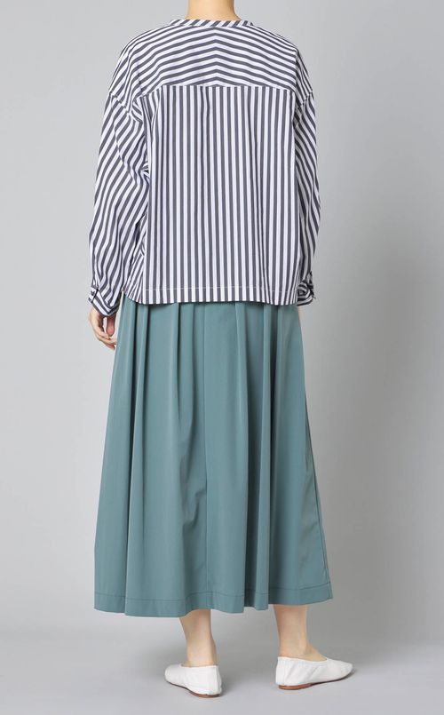 ストライプノーカラーシャツブルゾン