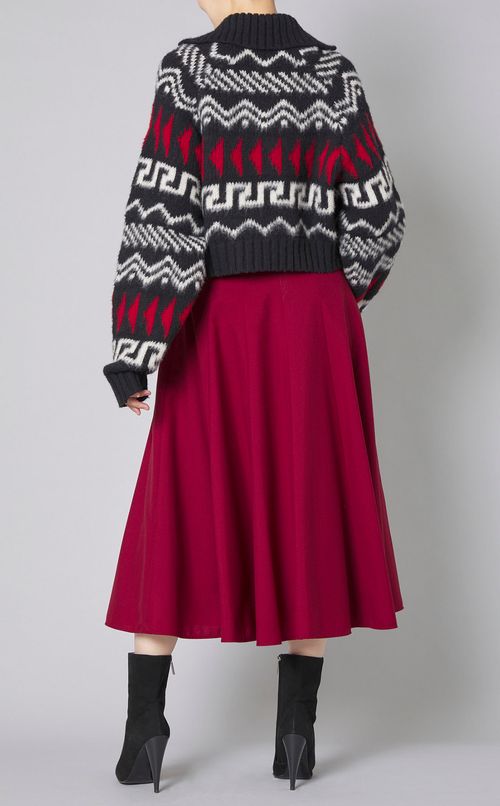 ウール柄入りポロニットプルオーバー