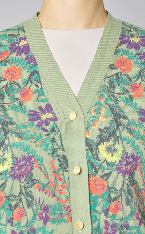 フラワープリントVネックカーディガン