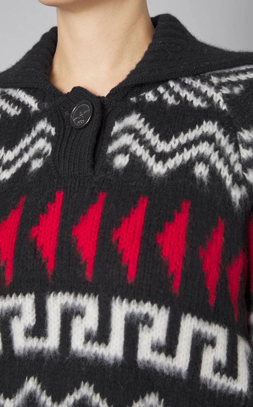 ウール柄入りポロニットプルオーバー