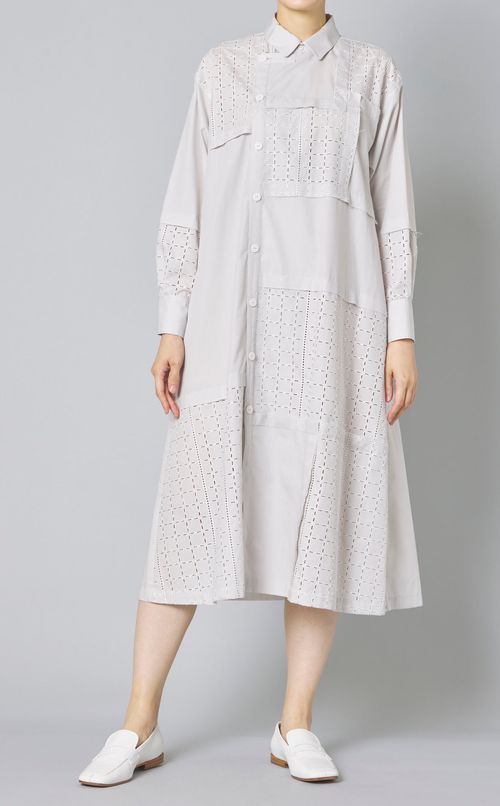 チェックレースコートワンピース