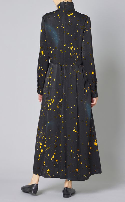 ペイントプリントスタンドカラードレス