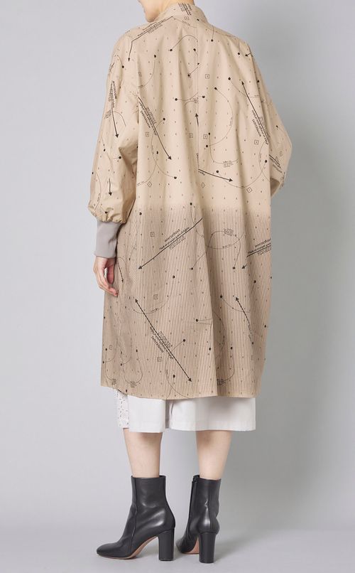 パターンプリントフレアコート