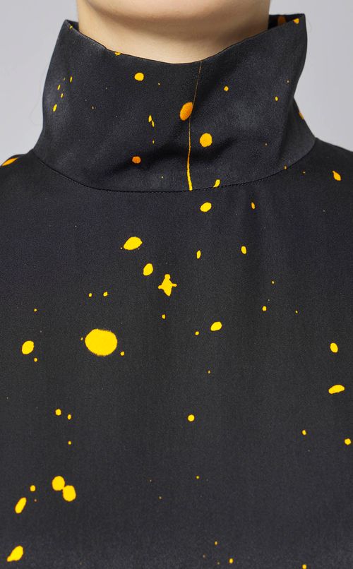 ペイントプリントスタンドカラードレス