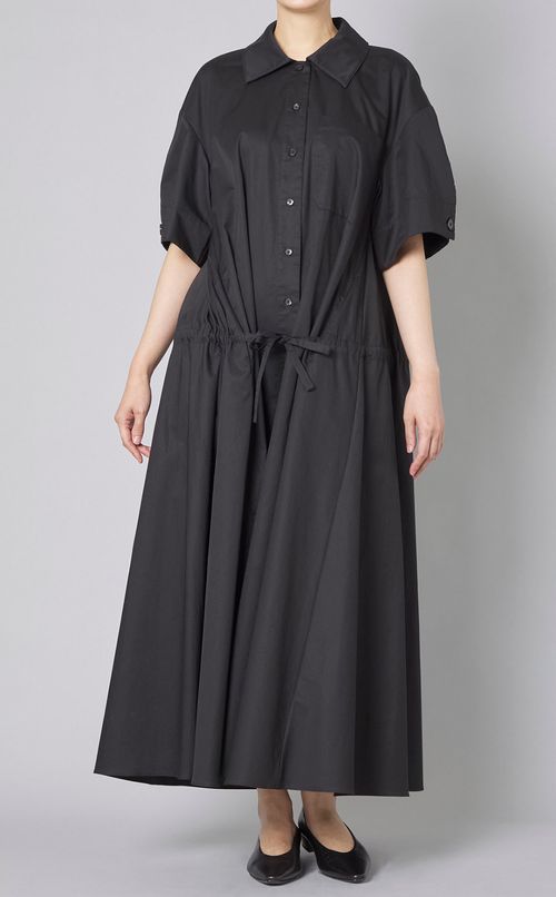 コットンバックギャザーシャツワンピース