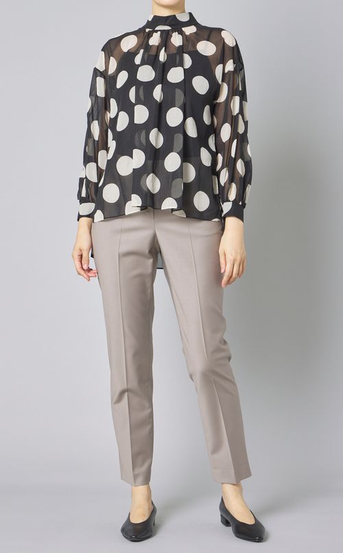 ビッグドットバックボウタイブラウス