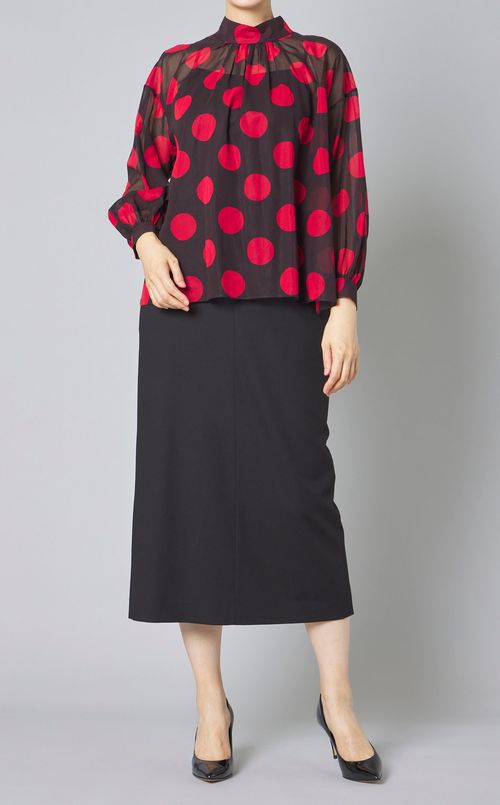 アシメトリードレープスリットスカート