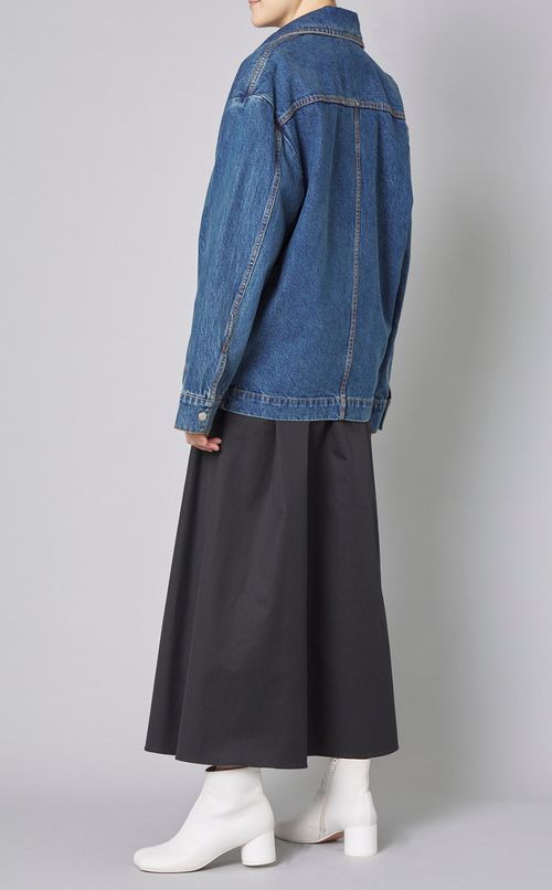 ウォッシュドデニムスタンドカラーブルゾン