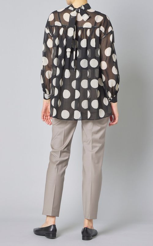 ビッグドットバックボウタイブラウス