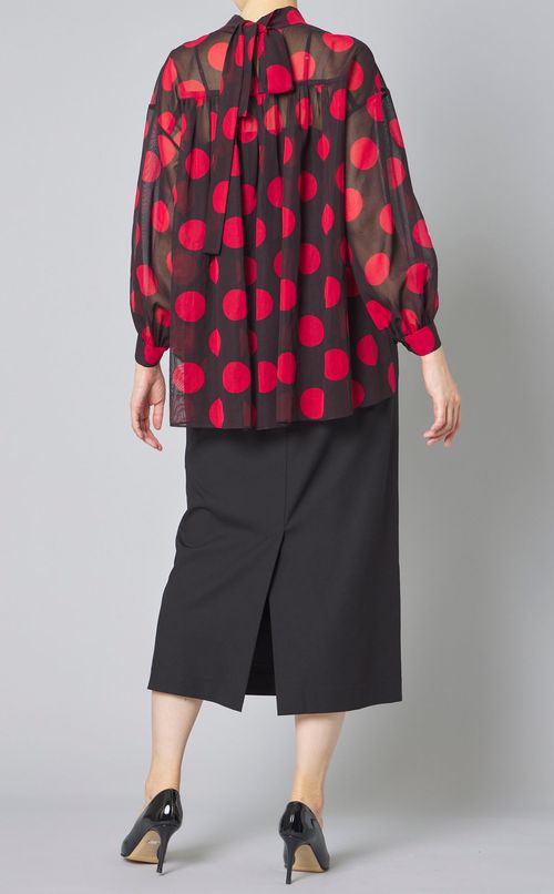 ビッグドットバックボウタイブラウス