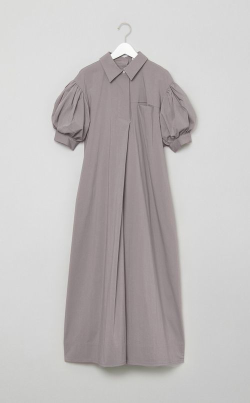 パフスリーブシャツワンピース