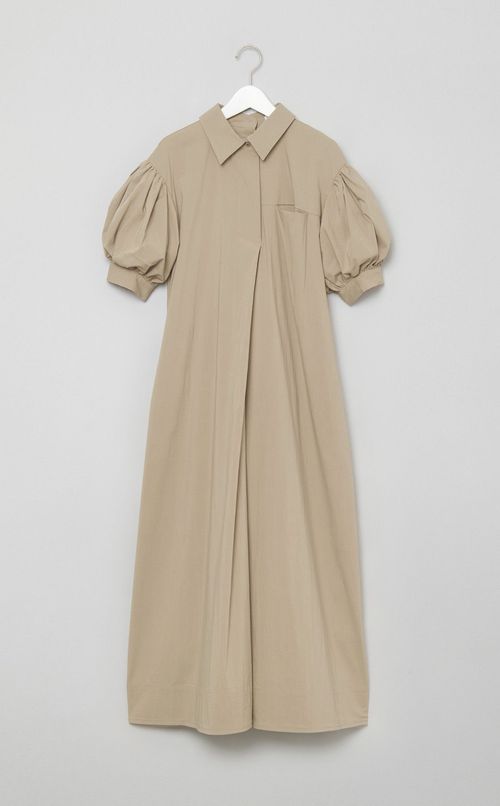 パフスリーブシャツワンピース