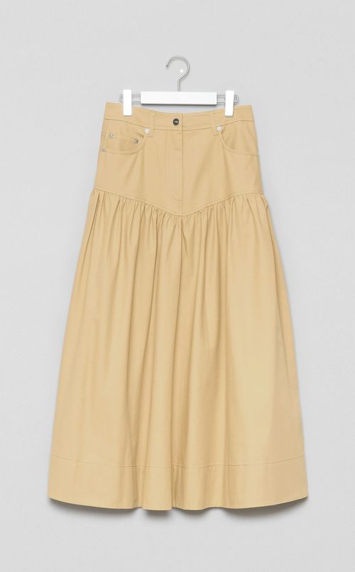 コットンリネンフレアロングスカート