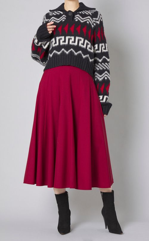 ウールトロドレープフレアスカート