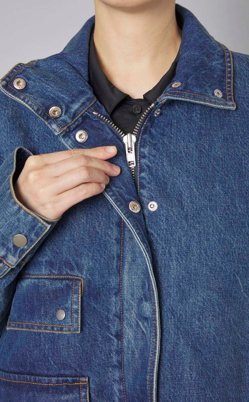 ウォッシュドデニムスタンドカラーブルゾン