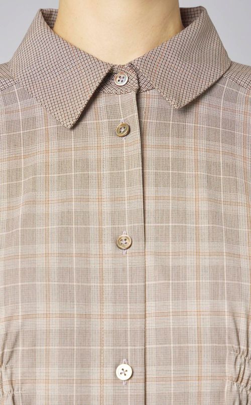 チェックプリントギャザーワンピース