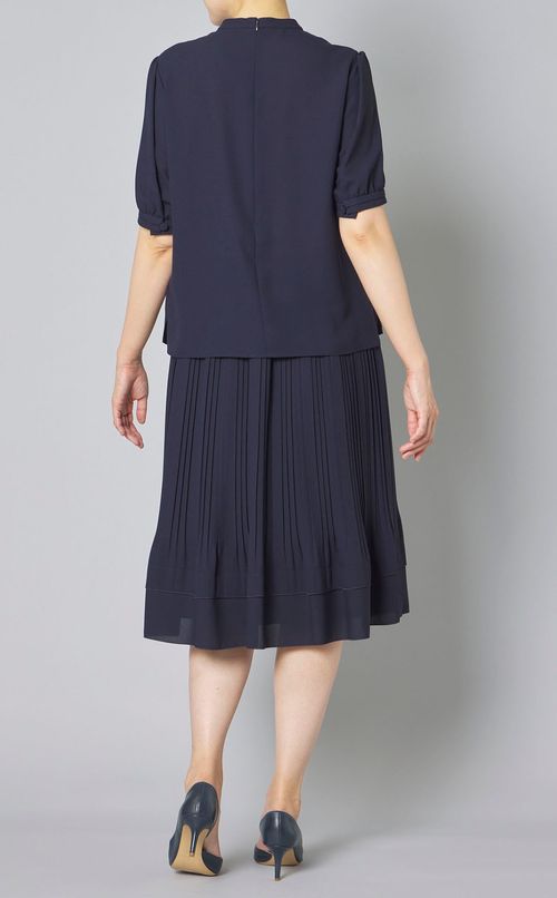 レースコンビスタンドネックブラウス