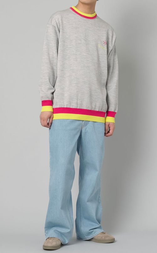 クルーネックカラーリブプルオーバー