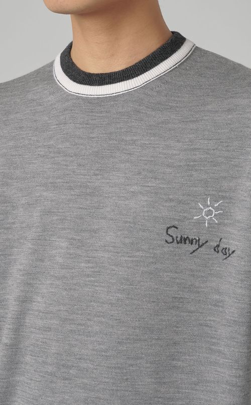 クルーネックカラーリブプルオーバー