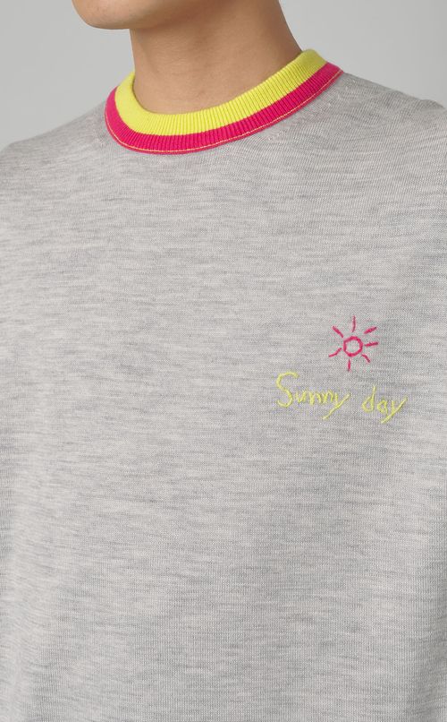 クルーネックカラーリブプルオーバー