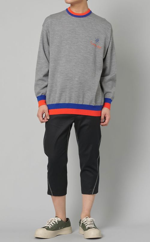 クルーネックカラーリブプルオーバー