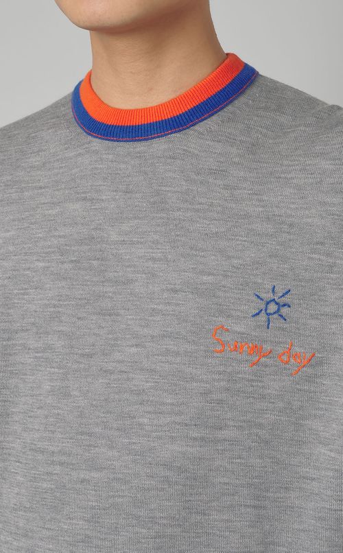 クルーネックカラーリブプルオーバー