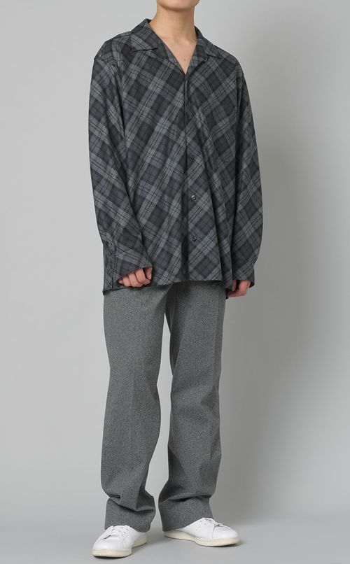 チェックバイアスオープンカラーシャツ