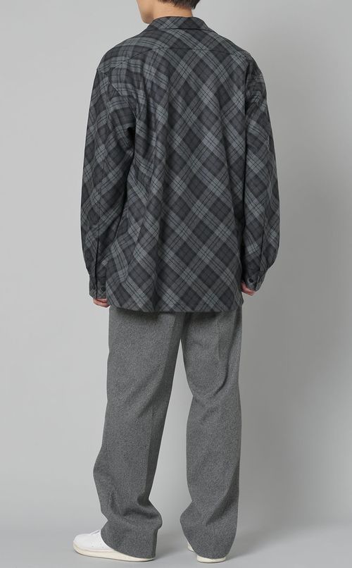 チェックバイアスオープンカラーシャツ