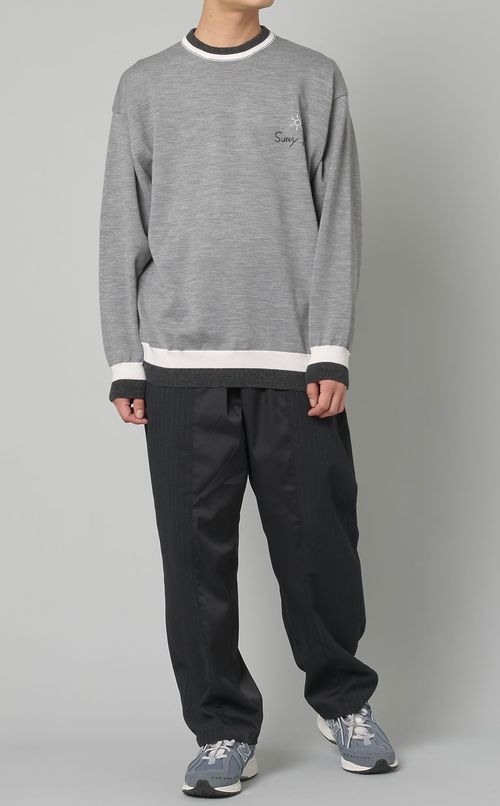 クルーネックカラーリブプルオーバー