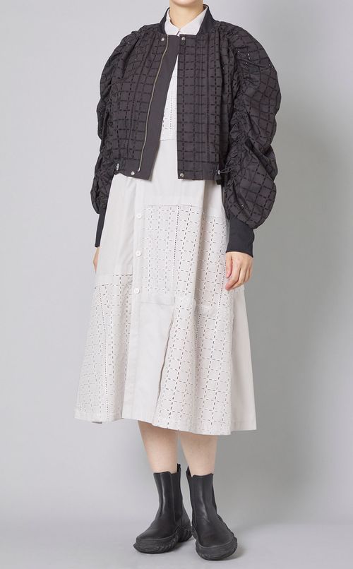 チェックレースギャザーブルゾン