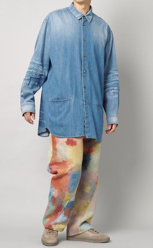 デニムギャザー加工シャツ