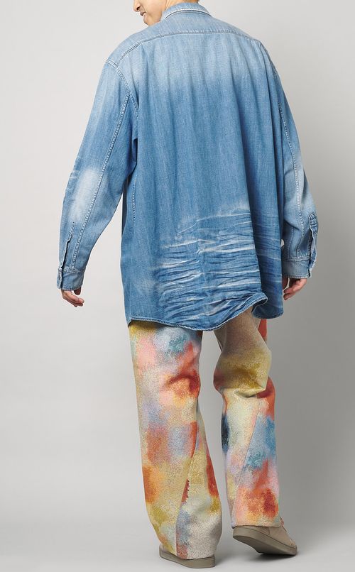 デニムギャザー加工シャツ